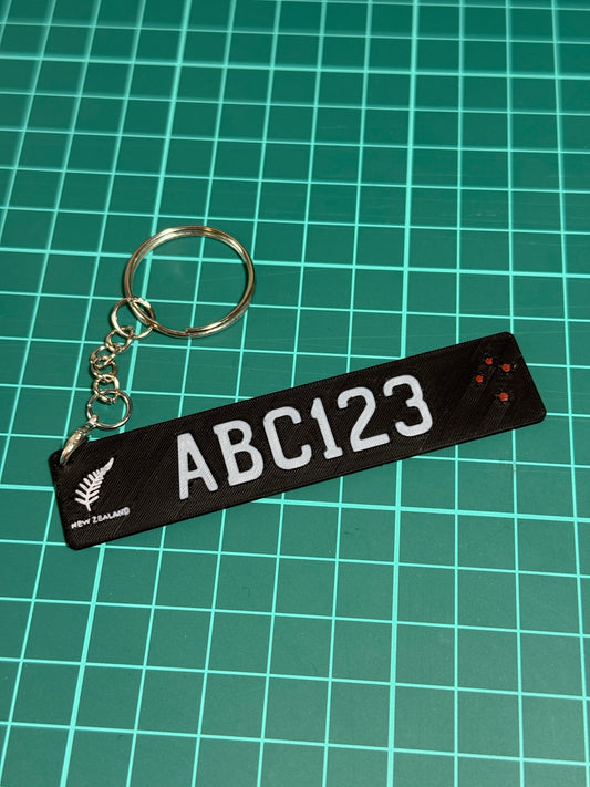 Custom NZ License Plate Keychain (European Black)